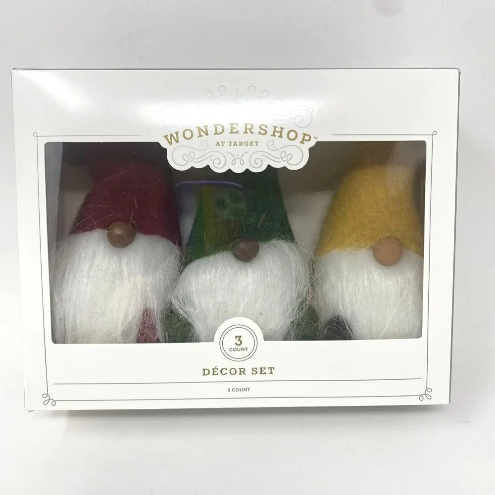 Target Wondershop 3 Gnome Decor Set Felted Holiday Tabletop Mantel